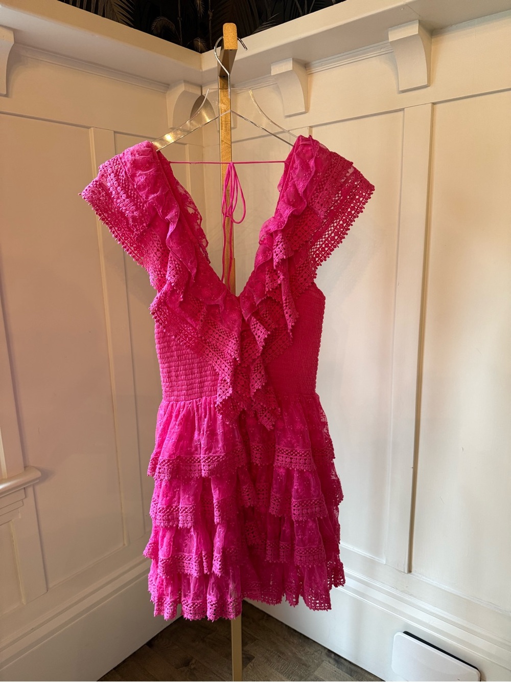 Love the Label: Fuchsia Ruffle Tiered Women's Dress. NWT